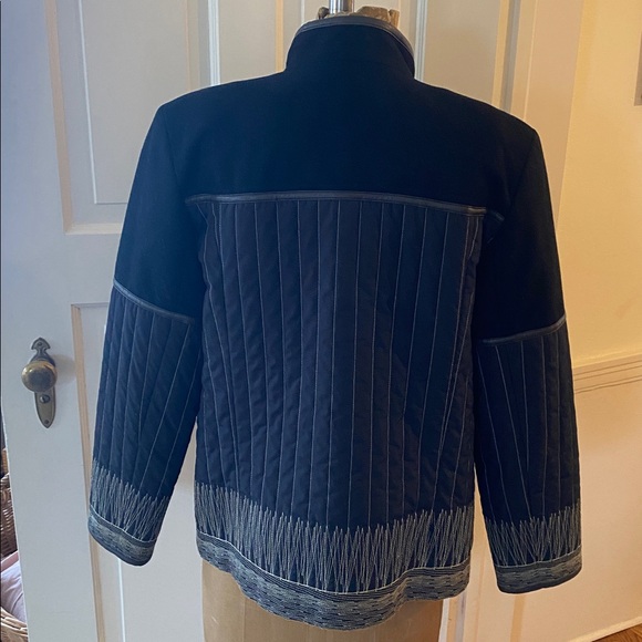 Schneiders Salzburg Wool Leather Car Coat Quilted Embroidered - Picture 2 of 13